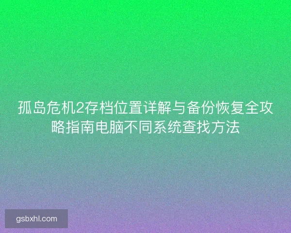 孤岛危机2存档位置详解与备份恢复全攻略指南电脑不同系统查找方法