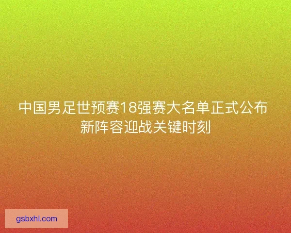 中国男足世预赛18强赛大名单正式公布 新阵容迎战关键时刻 中国男足世预赛18强赛大名单正式公布 新阵容迎战关键时刻