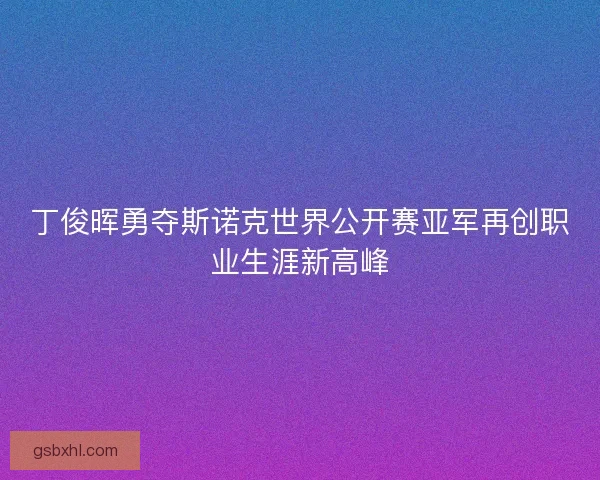 丁俊晖勇夺斯诺克世界公开赛亚军再创职业生涯新高峰
